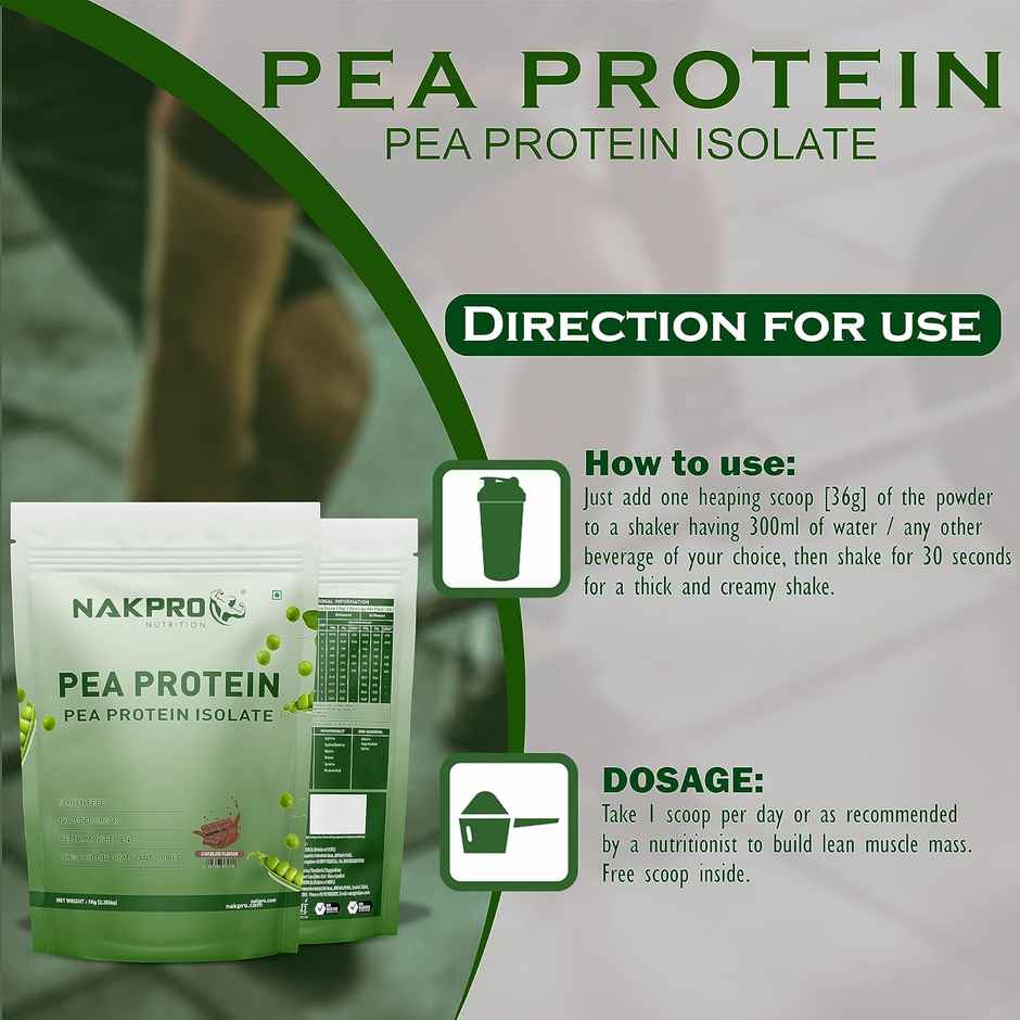 Nakpro 100% Pea Protein Isolate Chocolate - 26G Protein 4.9G Bcaa
