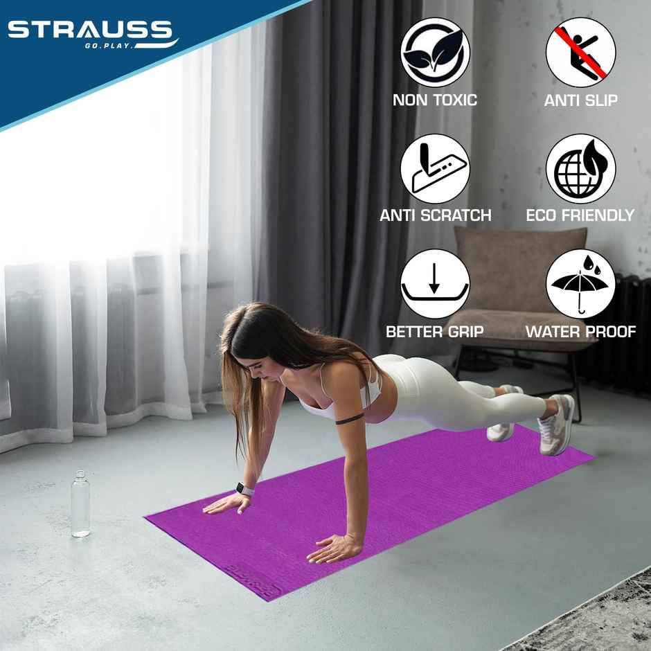 Strauss Yoga Mat, 8 mm (Purple)