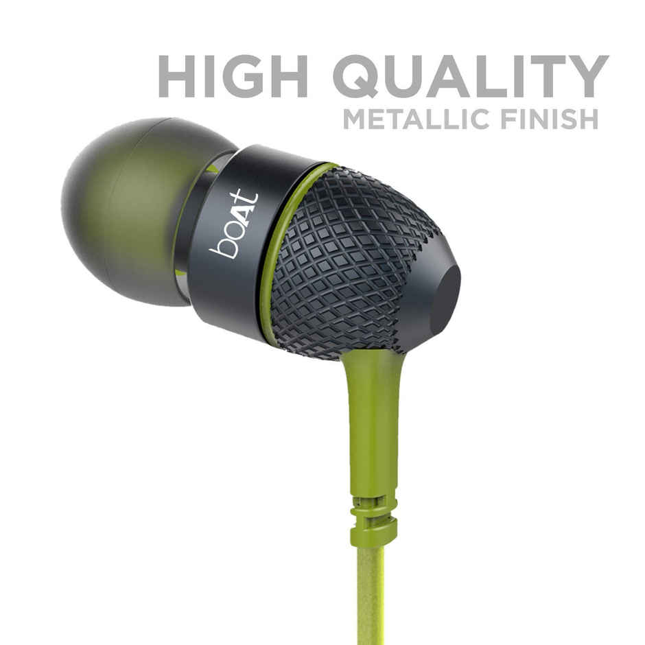 boAt Bassheads 220 in-Ear Wired Headphones with Mic (Indi Lime)