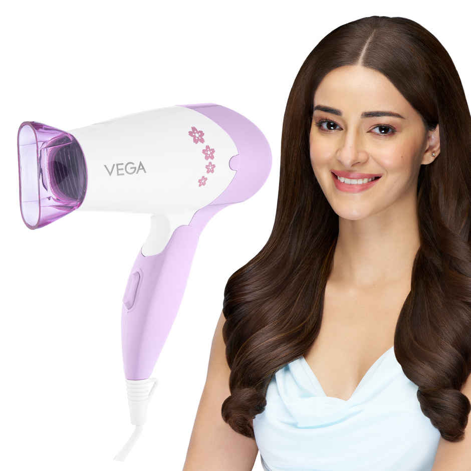 Vega Insta Glam Foldable 1000 Watts Hair Dryer with 2 Heat/Speed Settings, VHDH-20, (Made in India)
