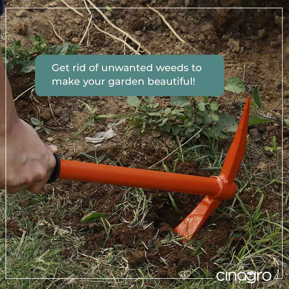 Cinagro Garden Tools - 3 Pcs | Hoe | Tiller and Hand Hoe with 2 Prongs