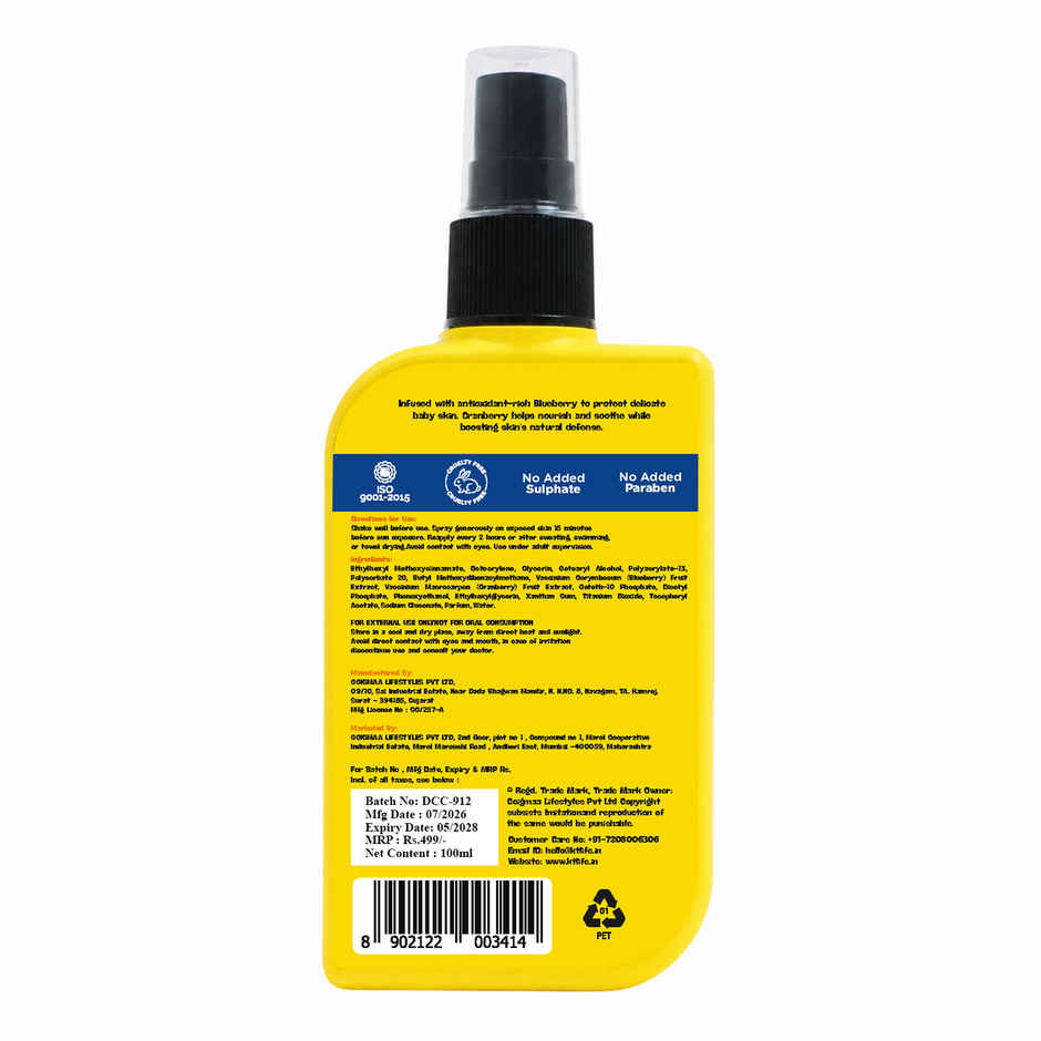 KT Kids Baby Sun Protection Spray Blueberry and Cranberry 1 Pack