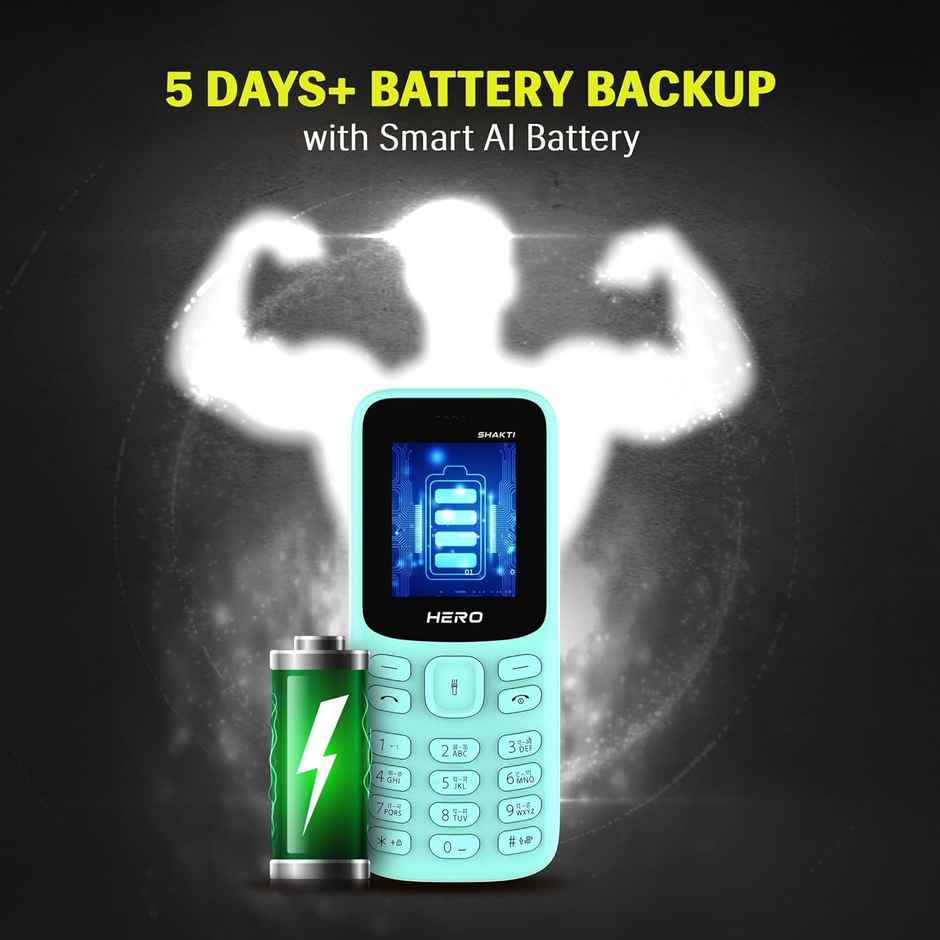 Lava Hero Shakti 2025 Dual Sim Keypad Mobile Phone with Vibration Alert |1.8" Display | Mint Green