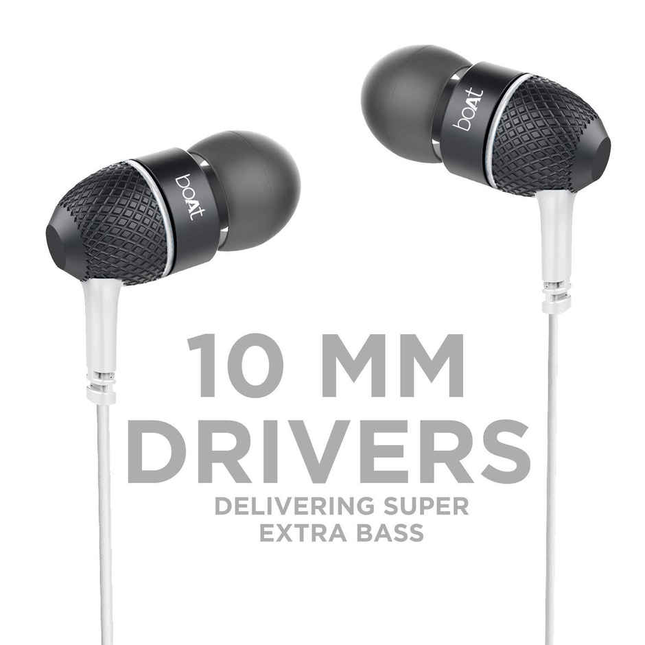boAt Bassheads 225 in-Ear Wired Headphones with Mic (Frosty White)