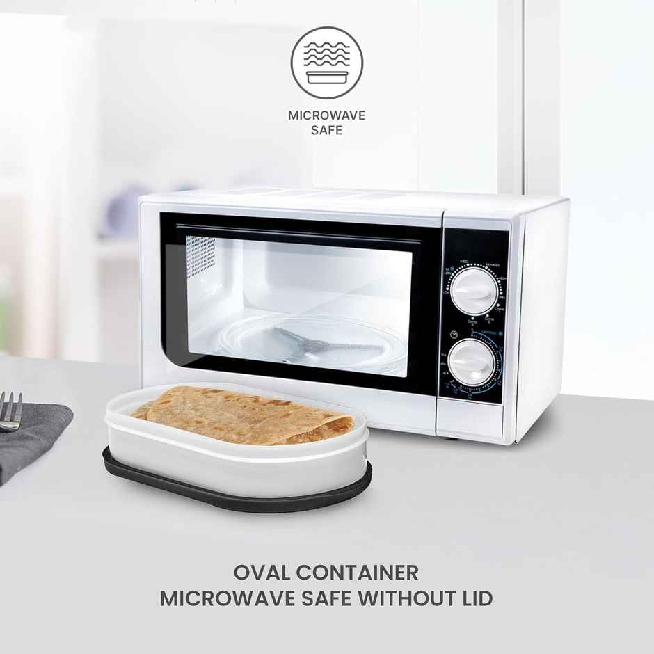 Milton Executive Lunch Box, 2 Round Containers, 280 ml Each, 1 Oval Container, 450 ml, Black