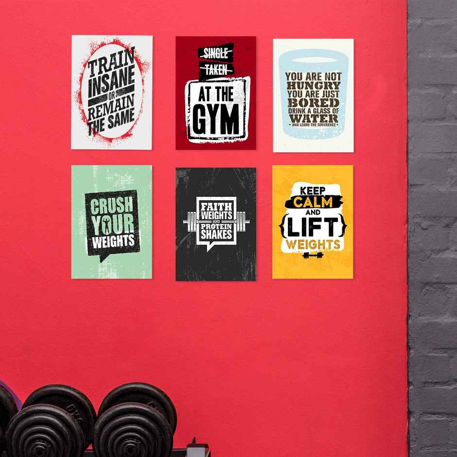 Paper Plane Design Motivational Gym Workout Posters For Wall | Set Of 6 | Size 29 x 21 cm | D8