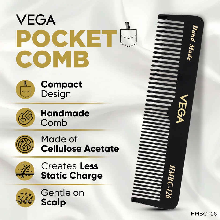 VEGA Pocket Hair Comb for Men and Women, (HMBC-126) | 12.5 X 3 cm