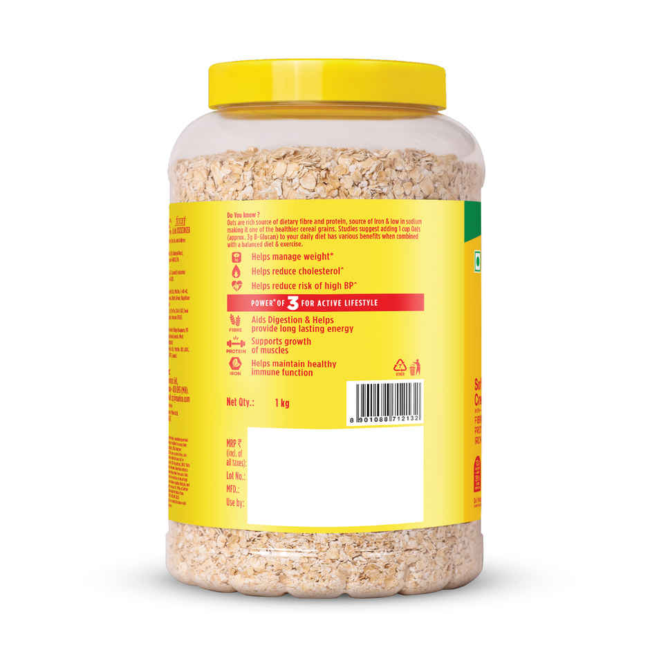 Saffola Rolled Oats | Soft & Creamy Oats | Power of Protein | Iron & Fibre | Nutritious Grain Jar