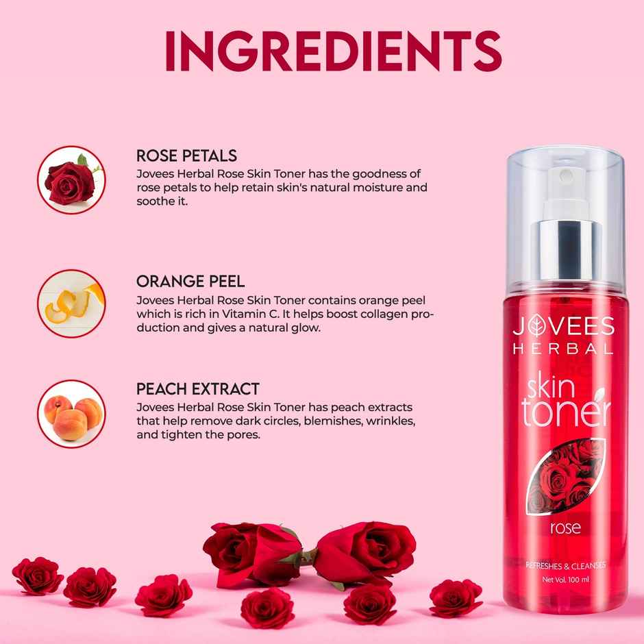 Jovees Herbal Rose Skin Toner | Tightens Pores | For Normal To Dry Skin