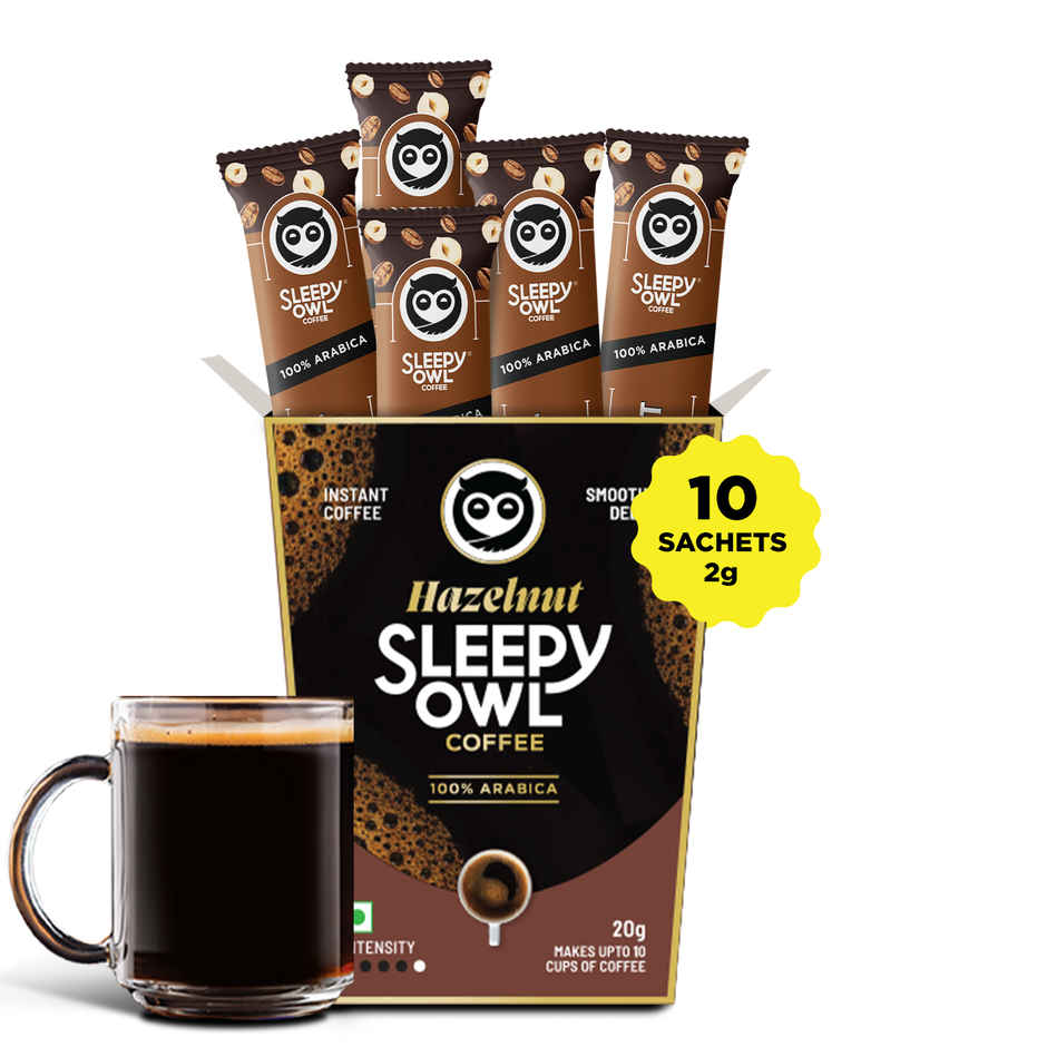 Sleepy Owl Hazelnut Pure Arabica Instant Coffee Sachets