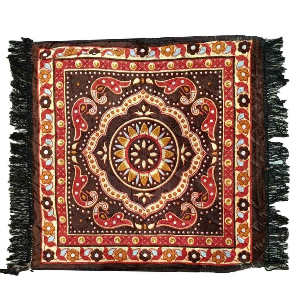 Elegant Weavers Square Aasan Mat | Pack of 2 | Brown