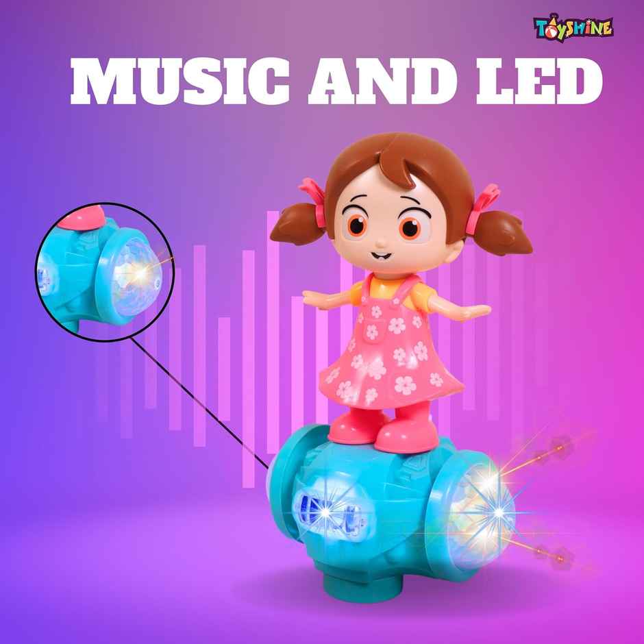 Toyshine 360 Degree Rotating Musical Dancing Girl Toy With Flashing Lights & Bump