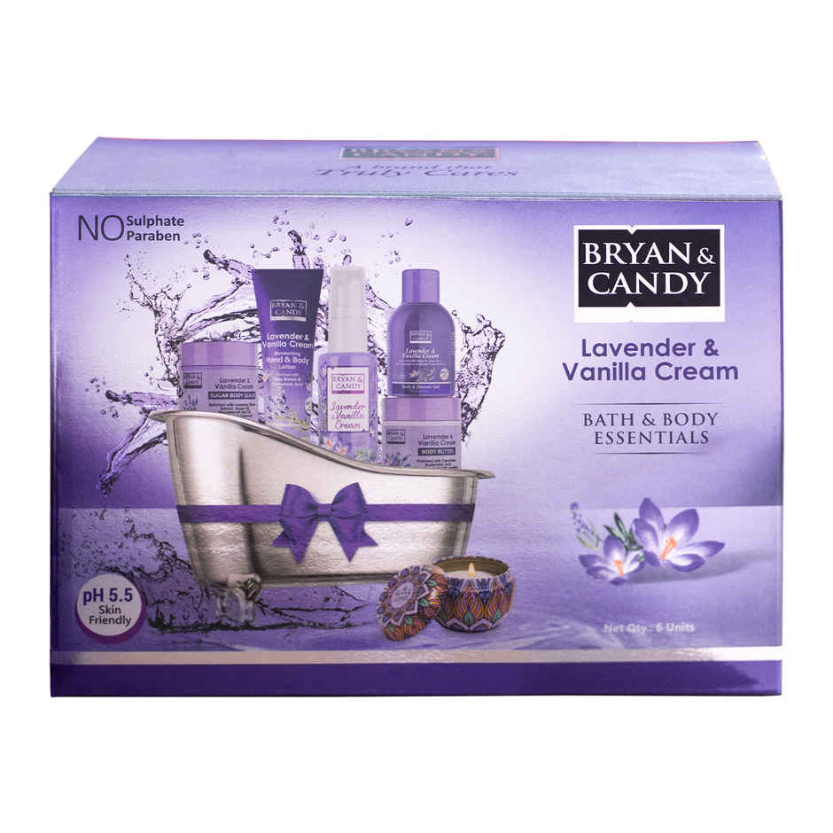 Bryan & Candy Lavender & Vanilla Cream Bath Tub Essentials Gift Set
