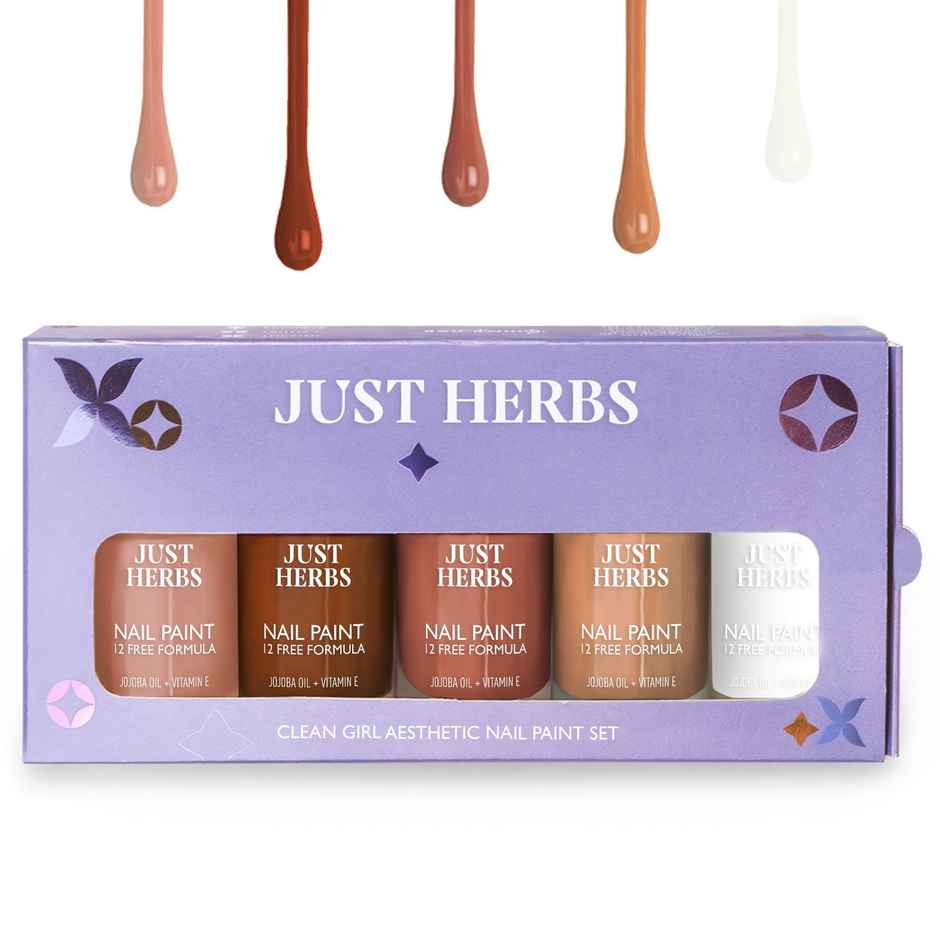 Just Herbs Clean Girl Aesthetic Nail Paint Kit | Complete Set