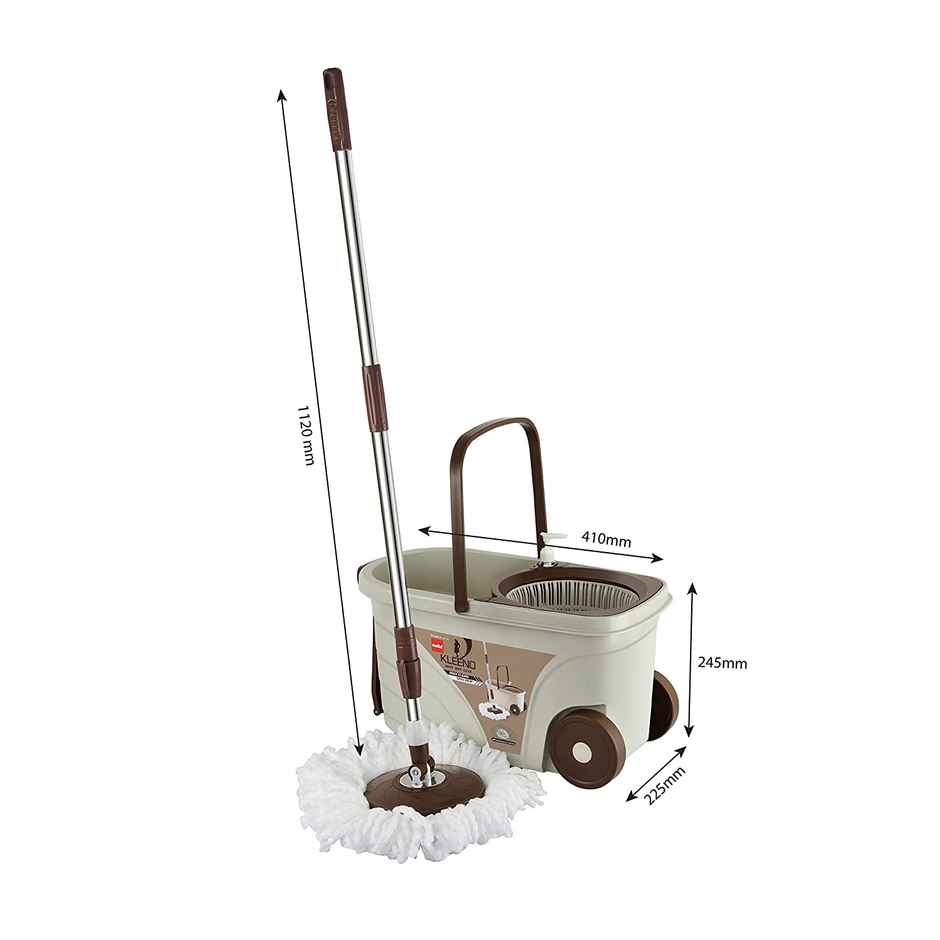 Cello Spin Mop Bucket Max Clean with Soap Dispenser, Beige