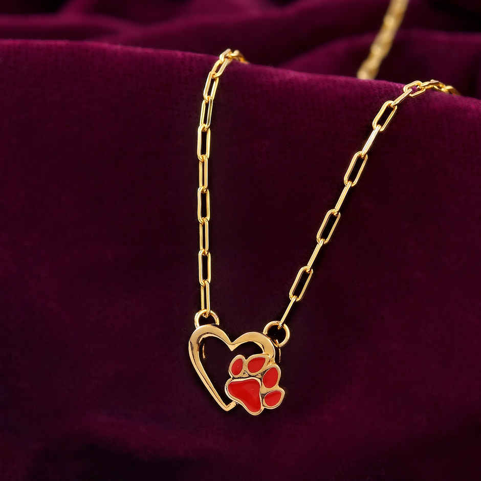 Voylla Valentine's Day Pawprints On My Heart Pendant Necklace