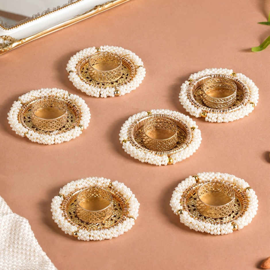 Pearl Tealight Candle Holder | Pack Of 6 | Nestasia