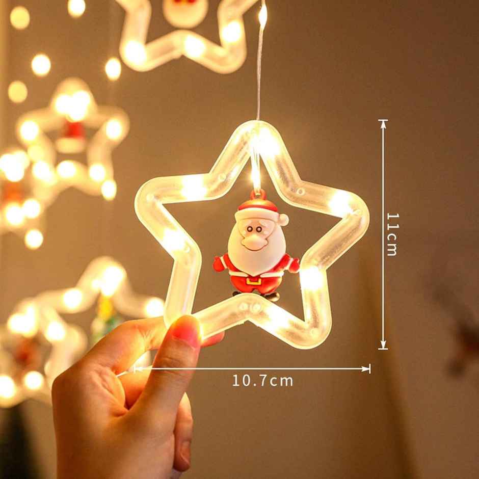 DesiDiya Christmas Star Santa Warm White Curtain String Light Decorative Lighting