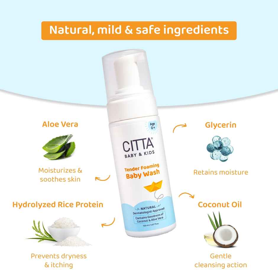 Citta Tender Foaming Baby Wash With Coconut & Aloe Vera