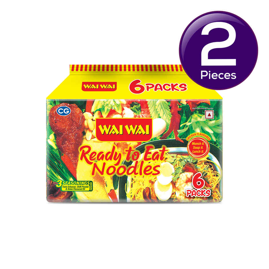 Wai Wai Ready to Eat Noodles, Chicken Masala Pack | 6 in 1 Combo