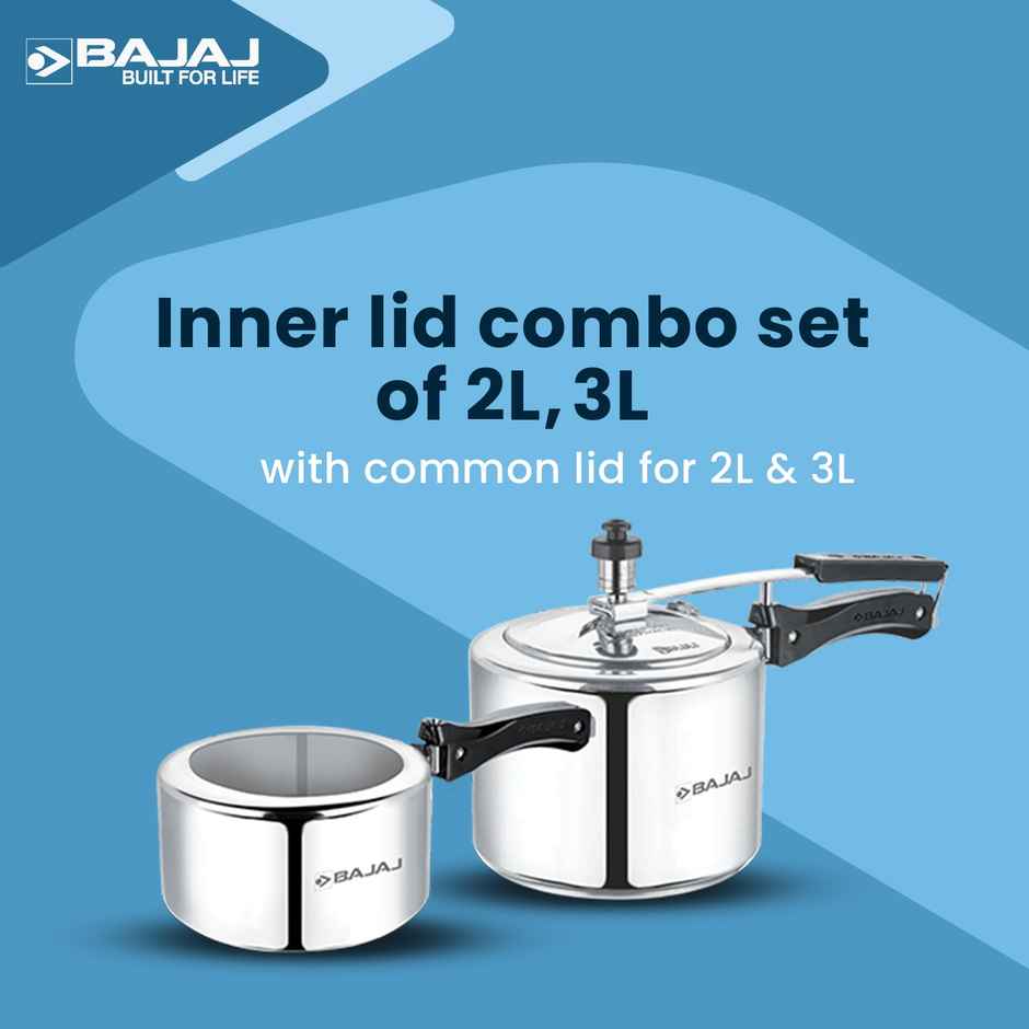 Bajaj Inner Lid Aluminium Pressure Cooker Combo | 2L & 3L | Non-Induction Base