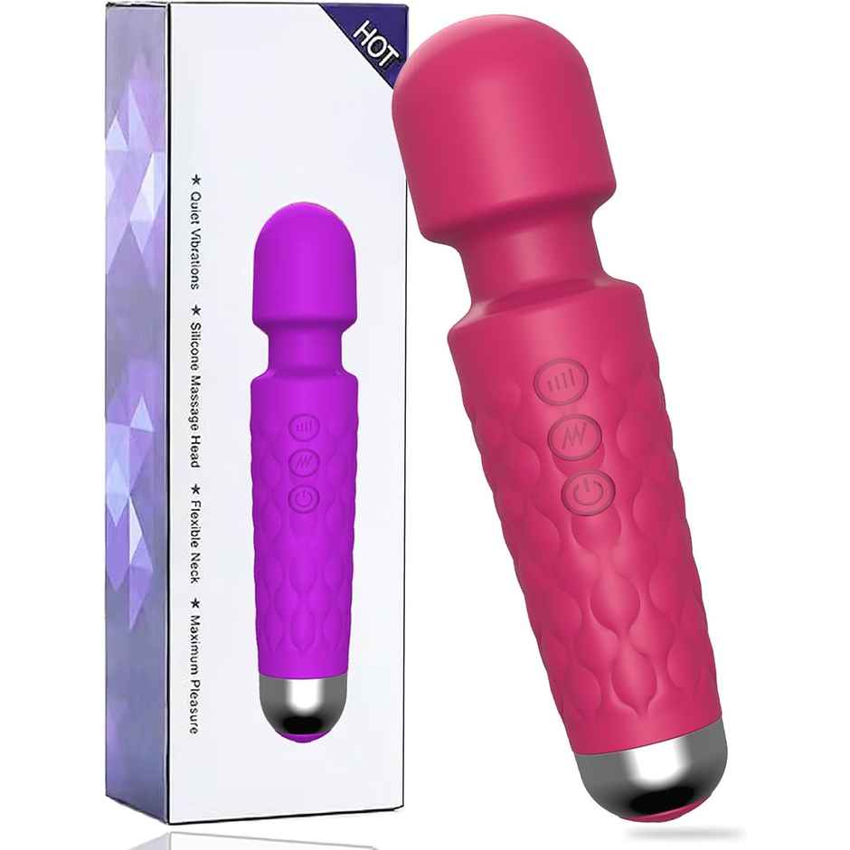 QIBOX Personal Body Massager with 20+ Vibration Patterns (Pink)