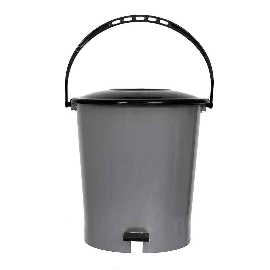 Kuber Industries Plastic 5 L Pedal Dustbin with Handle|Office | Kitchen | Bathroom | Grey & Black
