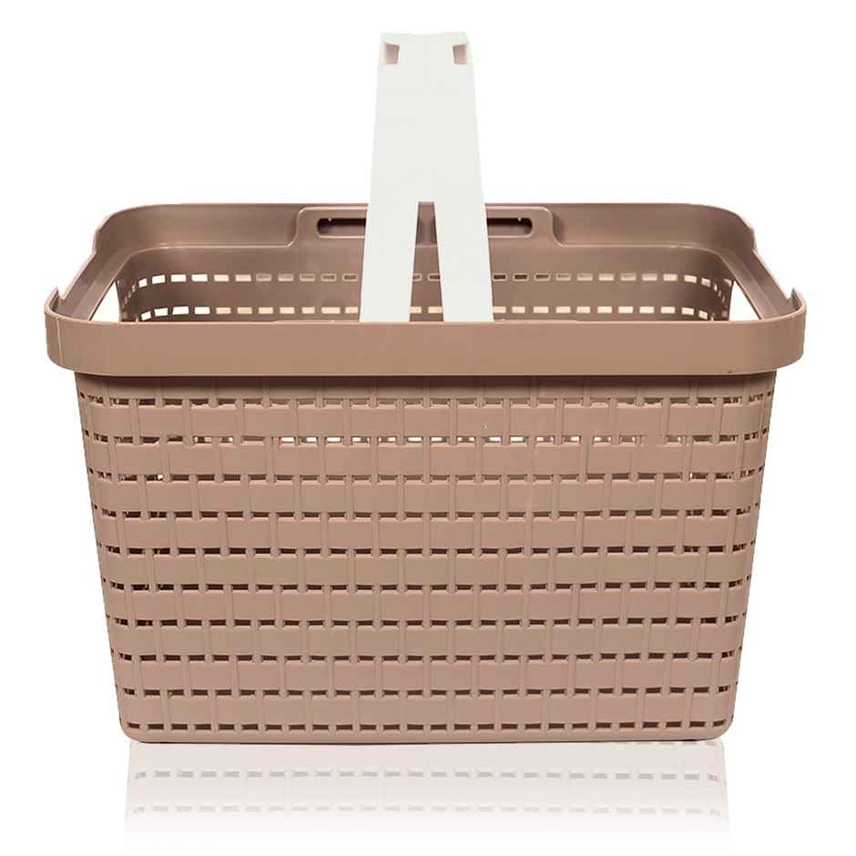 Kuber Industries Medium Plastic Storage Baskets | Foldable Baskets for Kitchen & Stationery | Beige