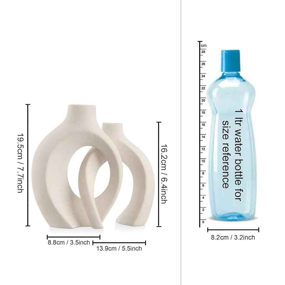 TIED RIBBONS Hollow Ceramic Vase Set | White