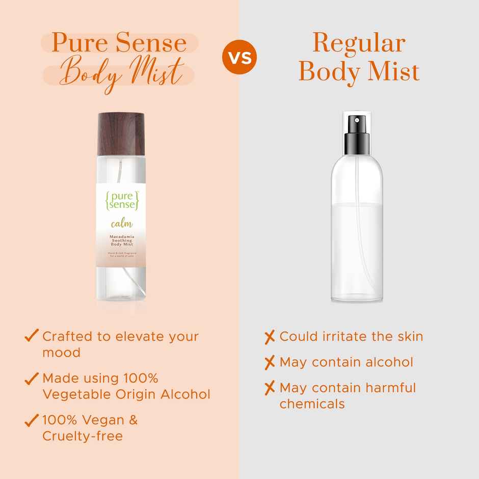 PureSense Body Mist Calm Macadamia Long Lasting Fragrance Women's Perfume