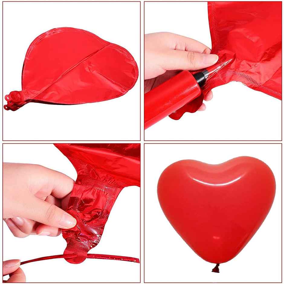 Red Heart Balloons For Decoration | Latex Heart Balloons | Pack Of 50 | Party Propz