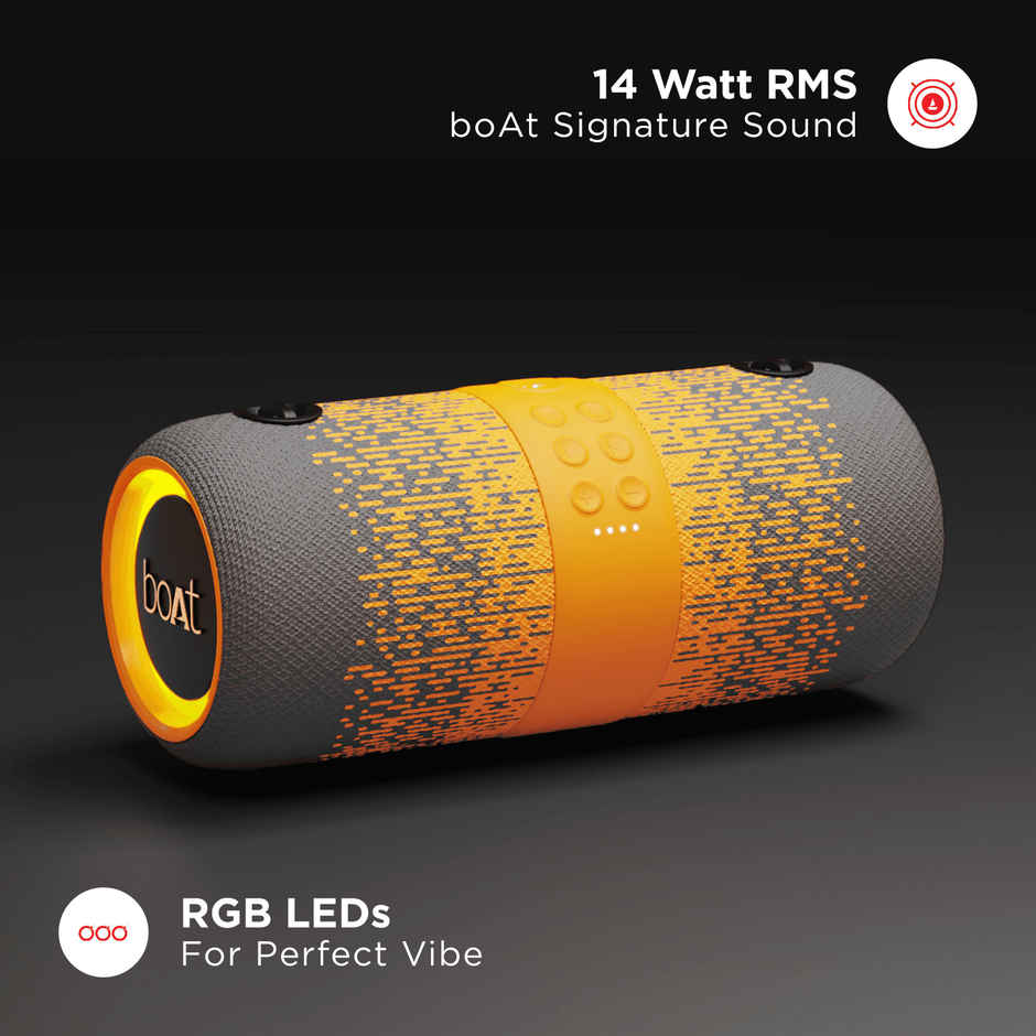 boAt Stone 1200F 14W Bluetooth Speaker With Upto 9 Hours Battery RGB LEDs IPX7 | Grey Hound