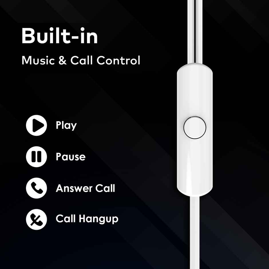 itel L20 Pro Wired Earphones 14Mm Super Bass | Music & Call Control | 1.2M Cable | White