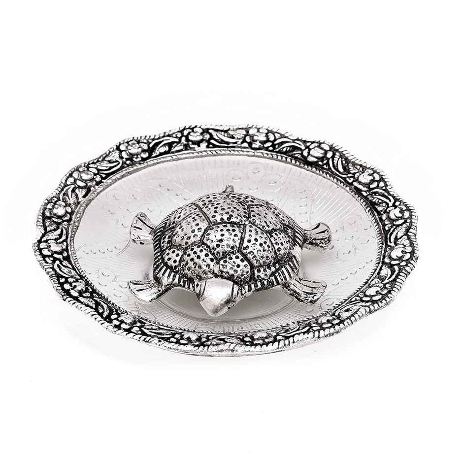 Perpetual Feng Shui Tortoise Showpiece | Silver Coated | Turtle Vastu Gift | Home Decoration