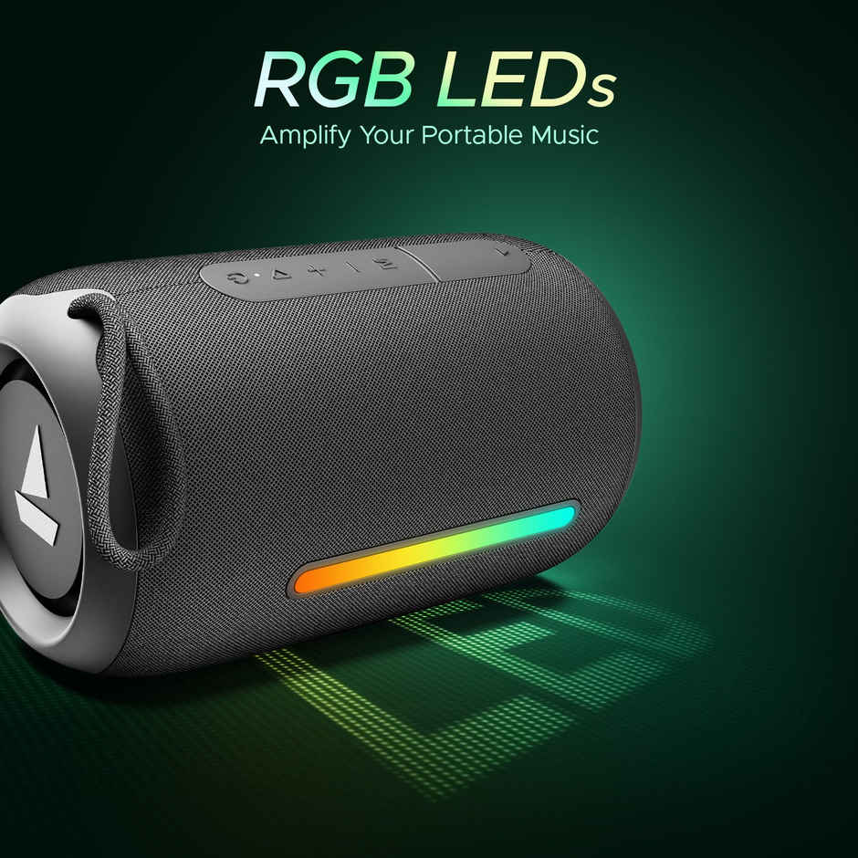 boAt Stone Stone 358 Pro w/ 14W Bluetooth Speaker Signature Sound, Up to 12 Hours Playback, RGB LEDs, TWS Feature, Built-in Mic, BTv5.3, Free Music Streaming on JioSaavn Bluetooth Speaker - Raging Black