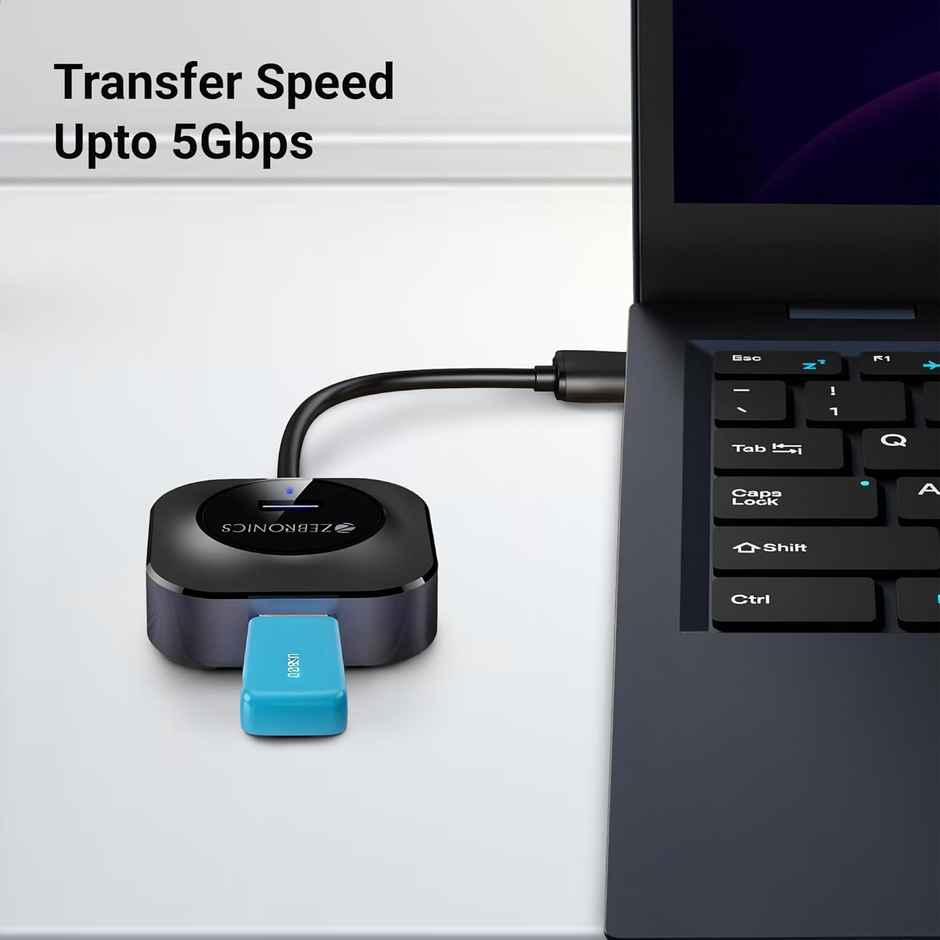 ZEBRONICS 400HB USB HUB, 4 Ports, USB 3.0, Transfer Speeds upto 5 Gbps, Compact Design