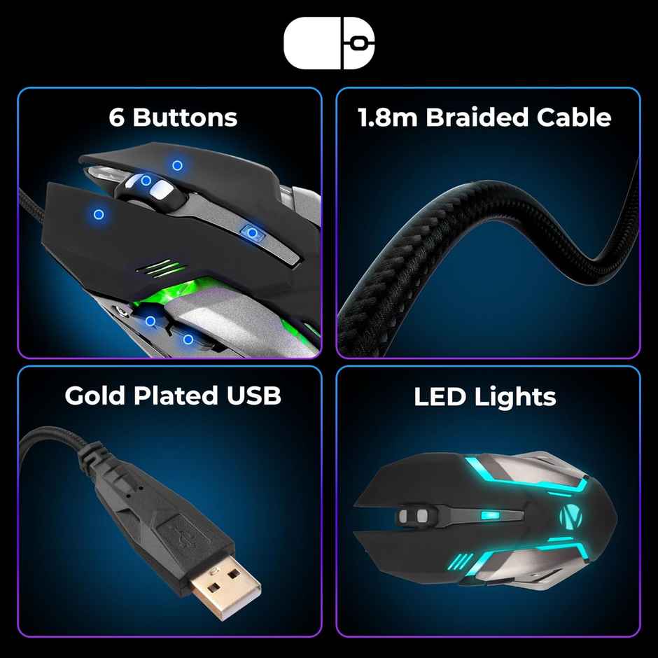 Zebronics Optimus Gaming Keyboard & Mouse Combo Upto 3600 Dpi 6 Buttons Led 117 Keys Black