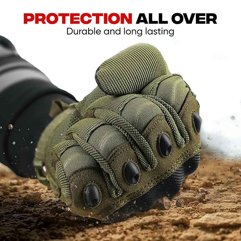 AutoGuys FF|2 Half|Finger Bike Riding Gloves Knuckle Armour Hand Gloves Washable | Size | XL, Green