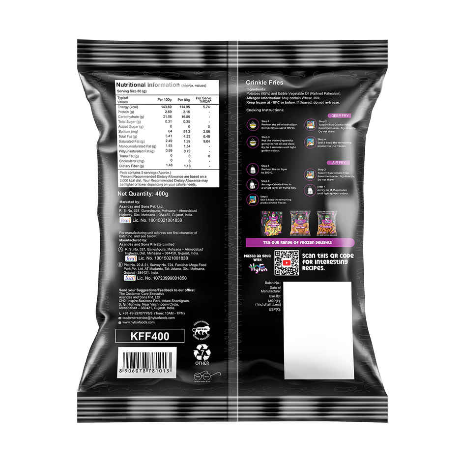 HyFun Crinkle French Fries, Crunchy & Air Fryer Friendly | Frozen