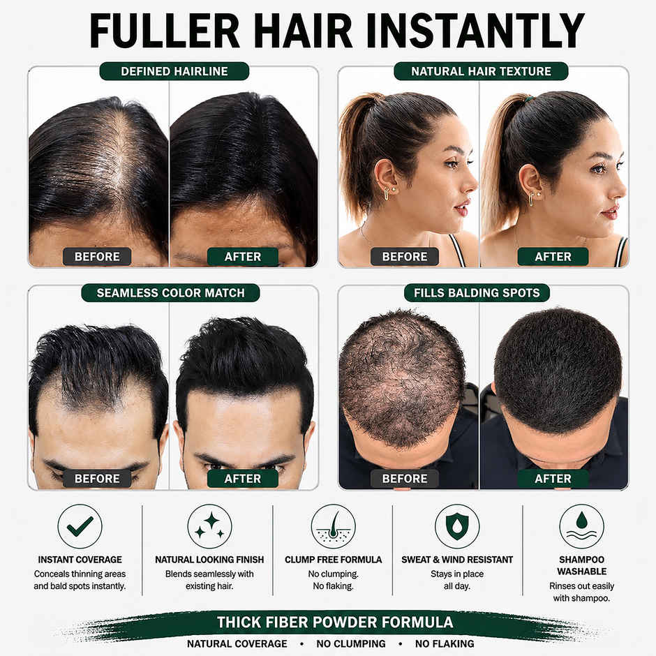 Thick Fiber Dark Brown For Thin Or Bald Spots Men And Women