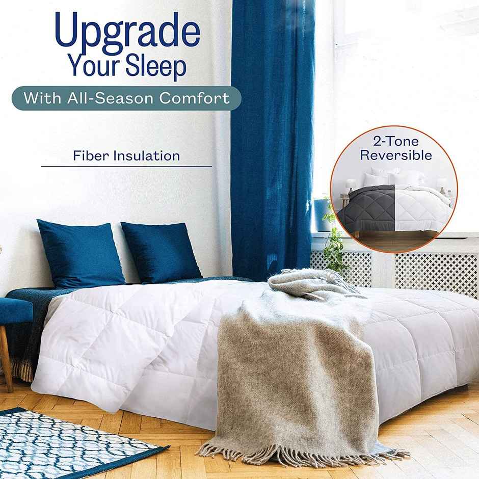 Lifelong Sleeprestoration Comforter Singlebed | 200 Gsm | Ac Blanket | Dohar-Navy Blue Grey
