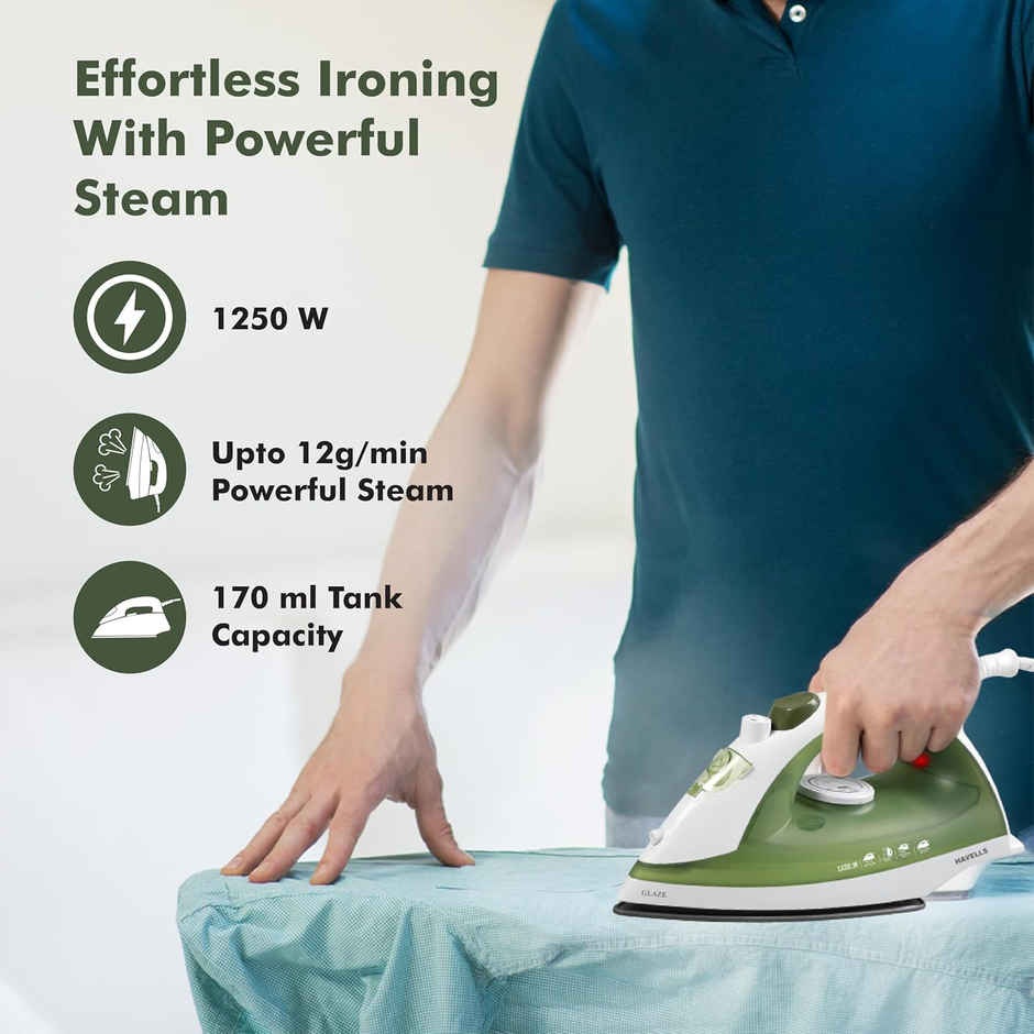 Havells Glaze 1250 Watts Steam Iron with Self Cleaning Function|Vertical & Horizontal Ironing