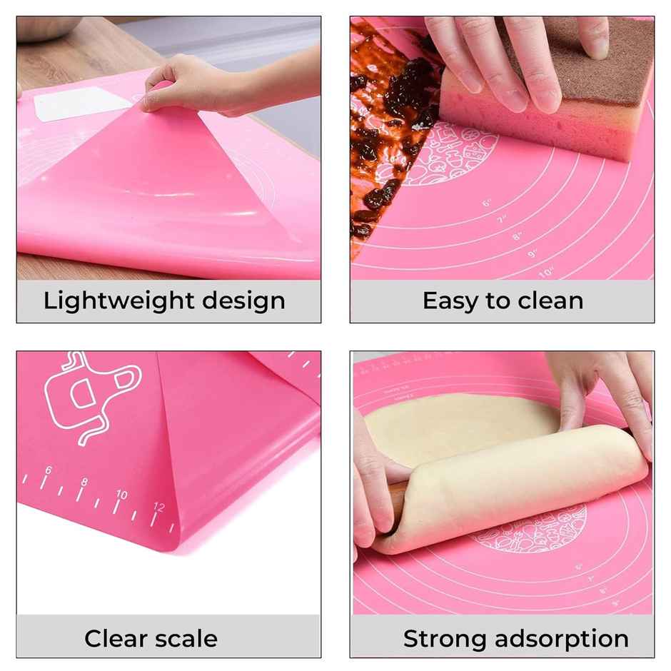 Cutting EDGE Silicone Baking Mat with Measurements|Non-Stick for Baking & Atta Kneading|Assorted
