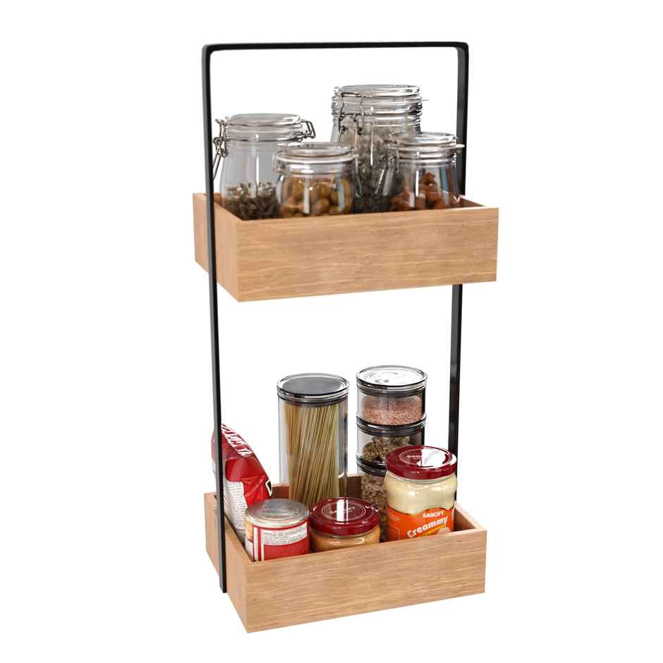 Lifelong Bathroom Organiser | Makeup Bamboo Stand | Countertop Rack | 2-Tier | Water-Resistant