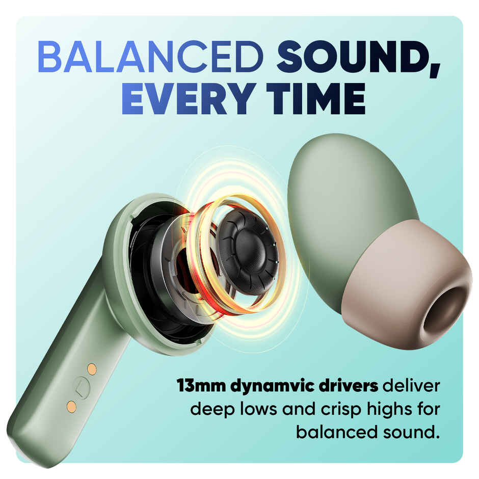 Mivi DuoPods Sync TWS, 60H Playtime, 13mm Drivers, AI ENC Calls, IPX4, BT 5.3