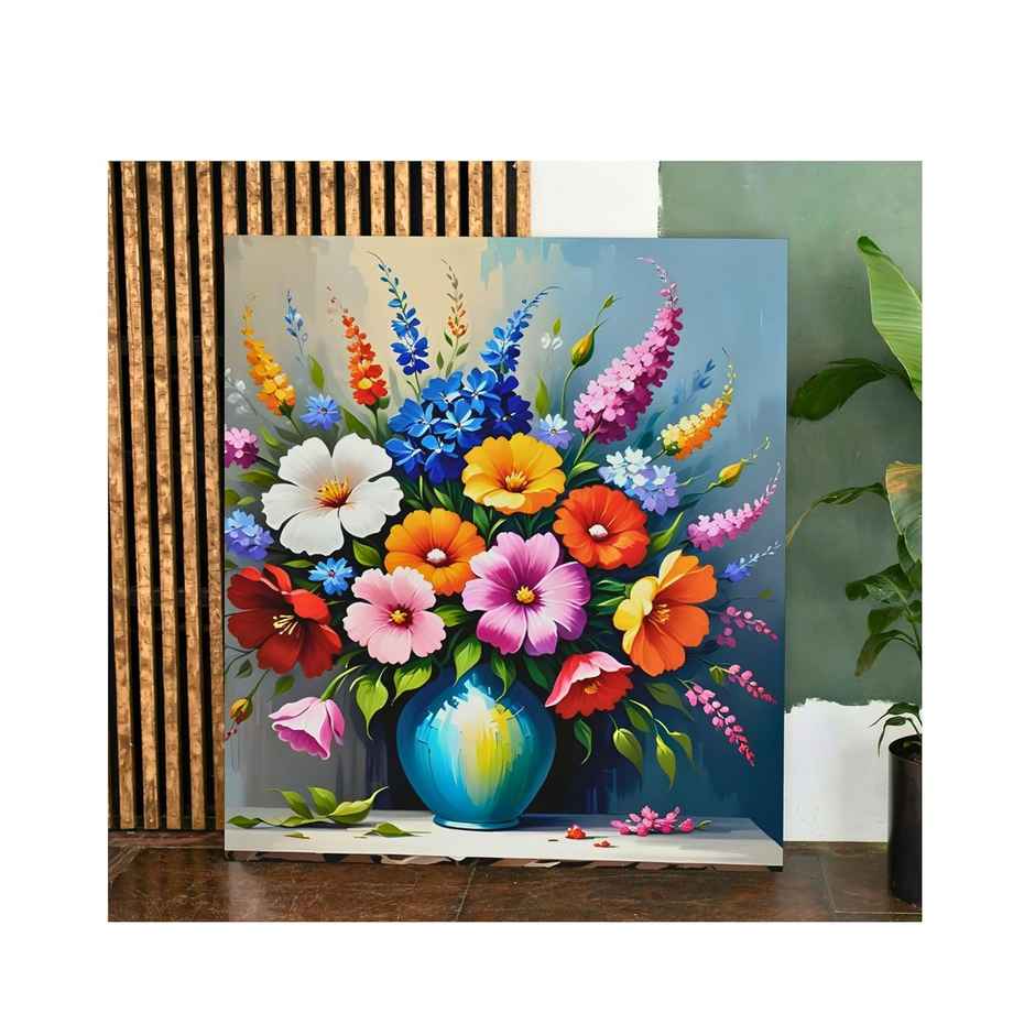 Indianara Floral Canvas Painting for wall decoration | 20 x 20 inch - 10429MCAN