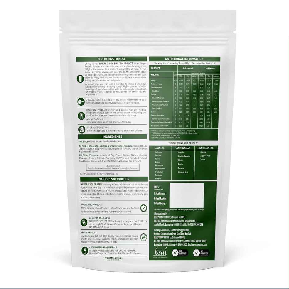 Nakpro 100% Soy Protein Isolate Mango - 25.3G Protein 4.6G Bcaa