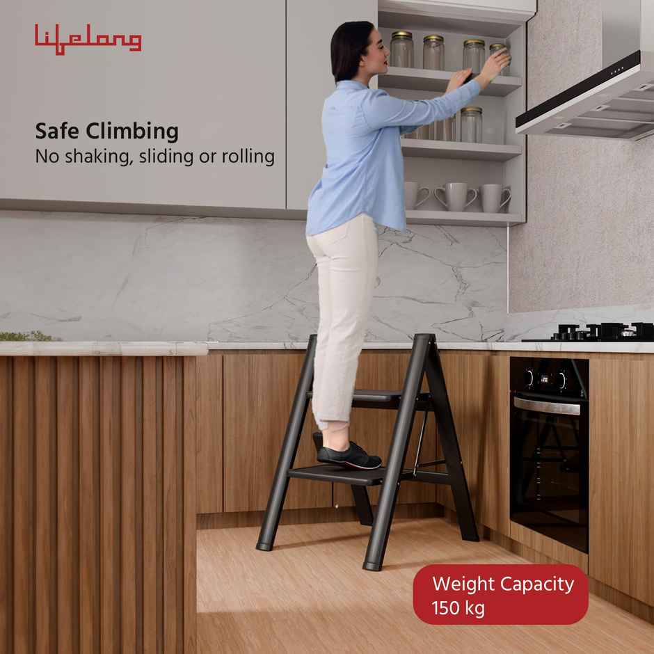 Lifelong 2 Steps Stee | Foldable | Portable Stairs | Two Step Stool | 50 Kg Capacity