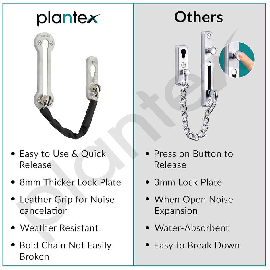 Plantex Stainless Steel Chain Lock for Main Door - Matt