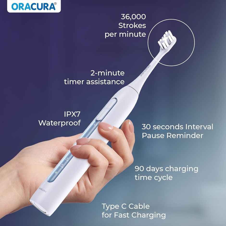 Oracura Sb300 Sonic Smart Rechargeable Electric Toothbrush Blue